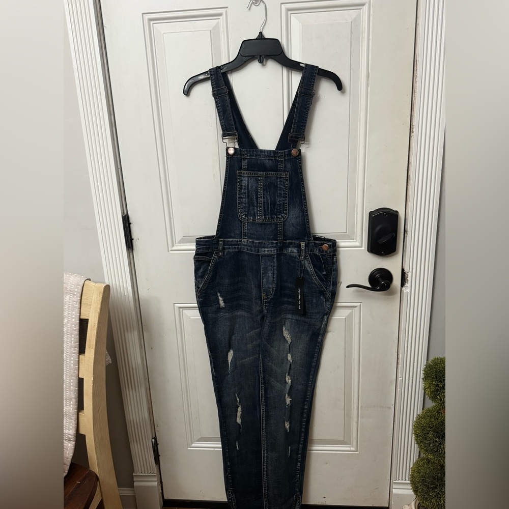 Juniors Dollhouse Distressed Denim Bib Overalls size 13